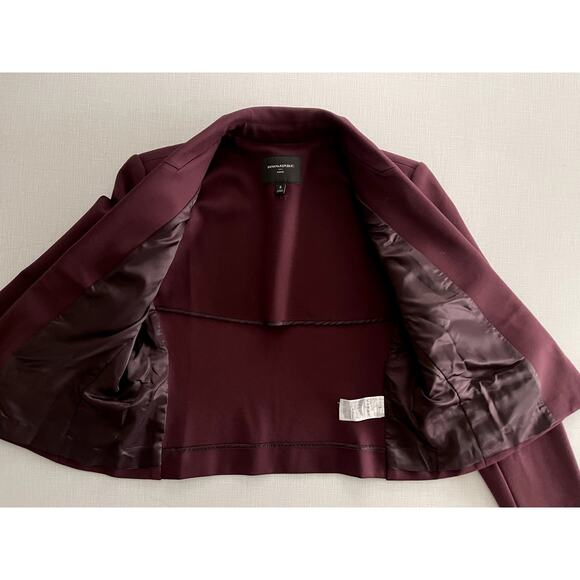 Banana Republic Factory Sz S Ponte Blazer Maroon Cropped Stretch Office Layer - Picture 6 of 10
